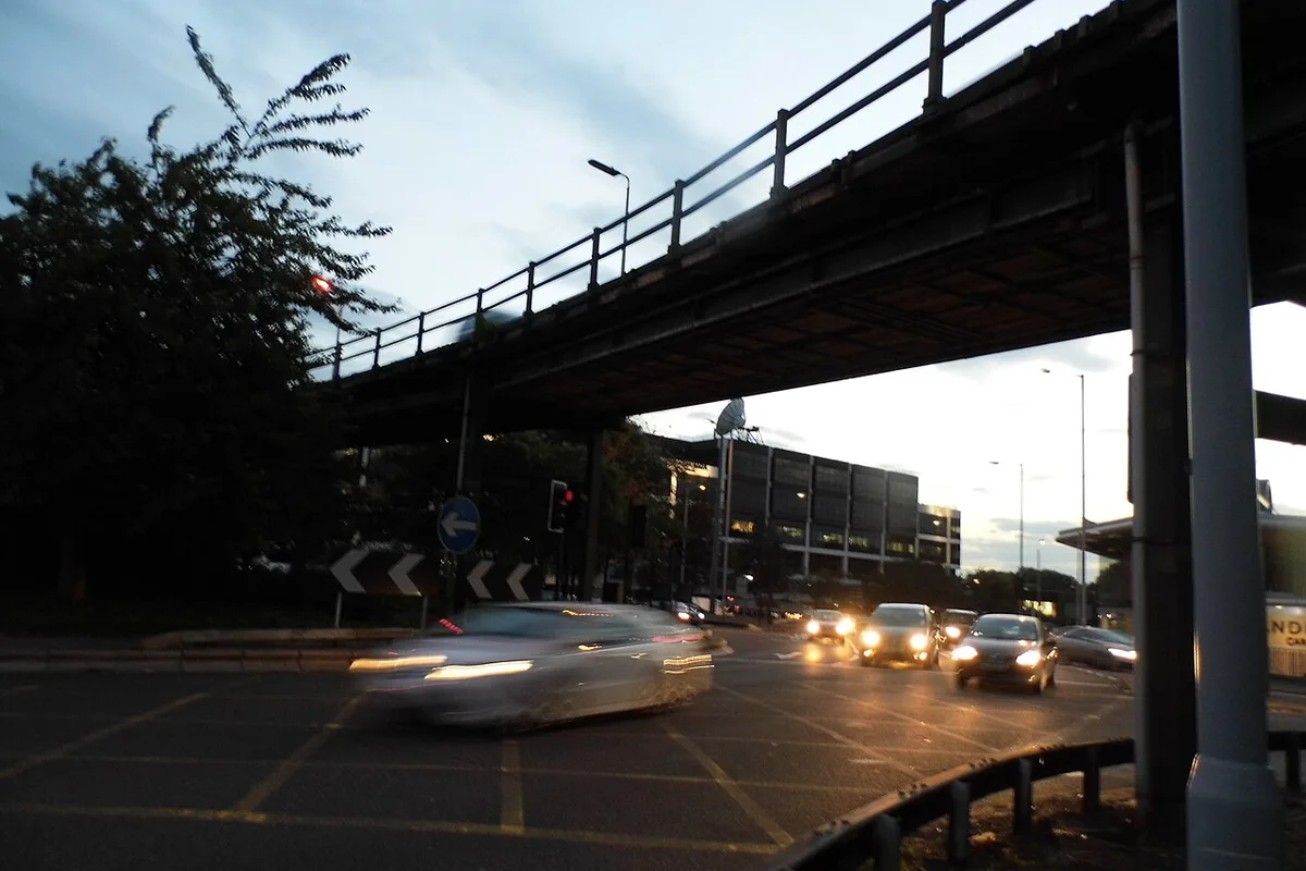 The Hogarth roundabout on the A4, where Chiswick's traffic decides which way it is going