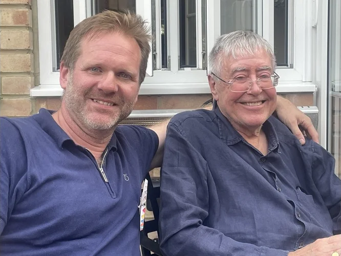 Malcolm Edwards (right) with the literary agent Jon Wood